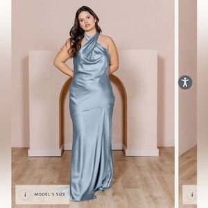 Revelry French Blue Satin Athena Dress